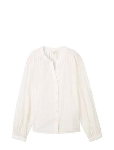 Embroidered Blouse Tops Blouses Long-sleeved White Tom Tailor