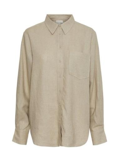 Yasflaxy Ls Linen Shirt Noos Tops Shirts Long-sleeved Beige YAS