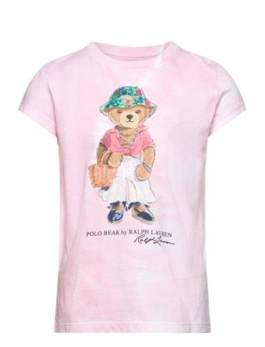 Polo Bear Tie-Dye Cotton Jersey Tee Tops T-Kortærmet Skjorte Pink Ralp...