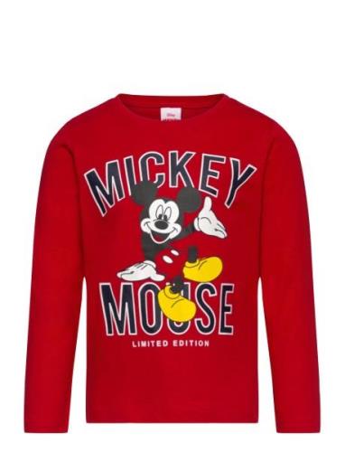 Tshirt Tops T-shirts Long-sleeved T-Skjorte Red Mickey Mouse