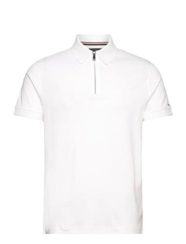 Dc Interlock Zip Slim Polo Tops Polos Short-sleeved White Tommy Hilfig...