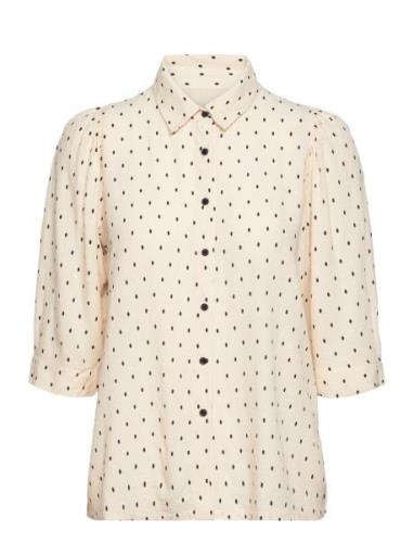 Bonoll Shirt Ss Tops Blouses Short-sleeved Cream Lollys Laundry