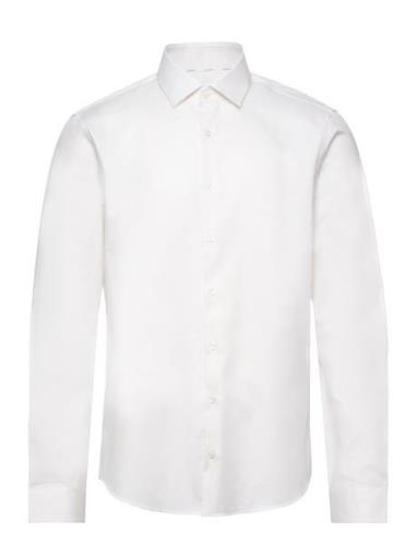 Structure Solid Slim Shirt Tops Shirts Business White Calvin Klein