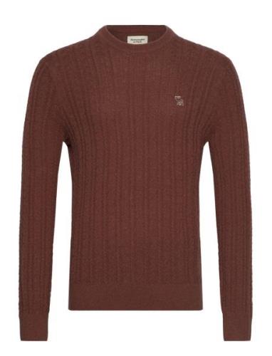 Anf Mens Sweaters Tops Knitwear Round Necks Brown Abercrombie & Fitch