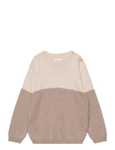 Contrasting Knit Sweater Tops Sweatshirts & Hoodies Sweatshirts Beige ...