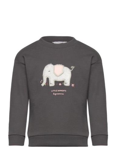 Printed Cotton Sweatshirt Tops Sweatshirts & Hoodies Sweatshirts Grey ...