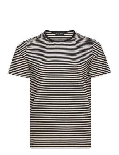 Striped Stretch Cotton Crewneck Tee Tops T-shirts & Tops Short-sleeved...