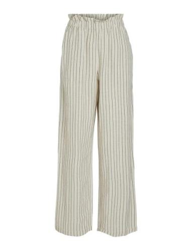 Viprisilla Striped H/W Pants Bottoms Trousers Wide Leg Cream Vila