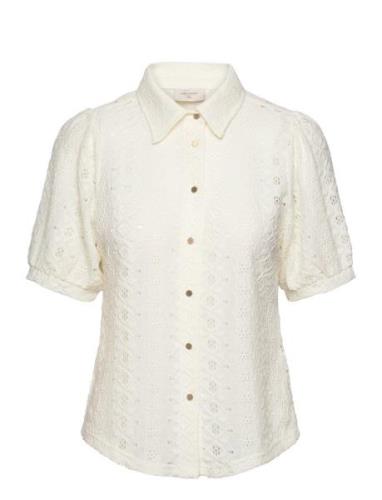 Fqbloss-Blouse Tops Blouses Short-sleeved Cream FREE/QUENT