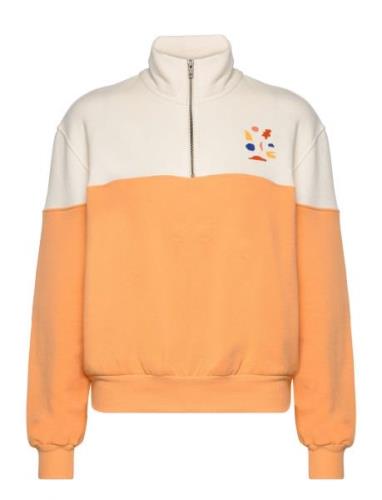 Color Block Zip Sweatshirt Tops Sweatshirts & Hoodies Sweatshirts Oran...