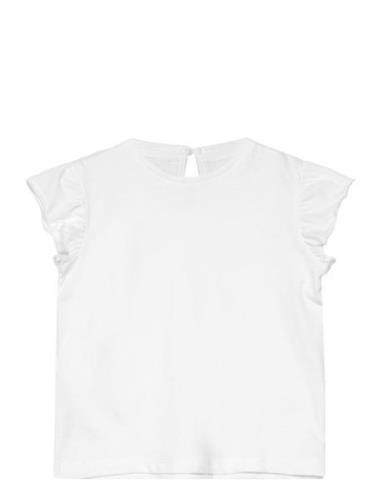 Frills Cotton T-Shirt Tops T-Kortærmet Skjorte White Mango