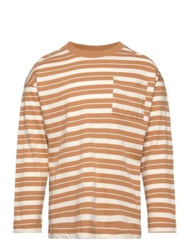 Striped Long Sleeves T-Shirt Tops T-shirts Long-sleeved T-Skjorte Yell...