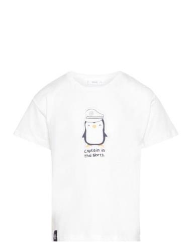 Printed Cotton-Blend T-Shirt Tops T-Kortærmet Skjorte White Mango