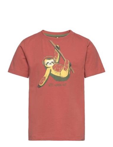 T-Shirt Ss Tops T-Kortærmet Skjorte Red Minymo
