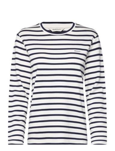 Striped Ls T-Shirt Tops T-shirts & Tops Long-sleeved Navy GANT