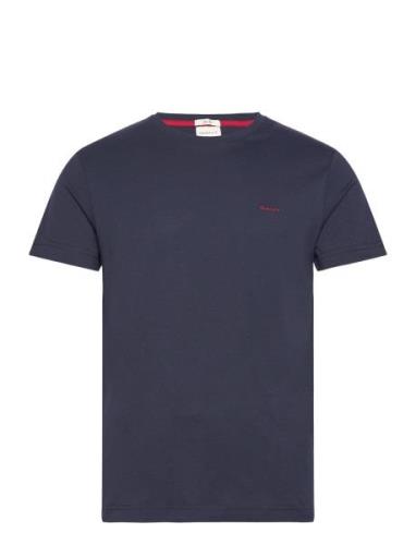 Contrast Logo Ss T-Shirt Tops T-Kortærmet Skjorte Blue GANT