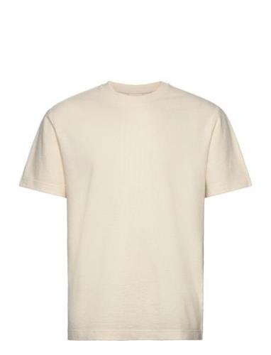 Textured Ss T-Shirt Tops T-Kortærmet Skjorte Cream GANT