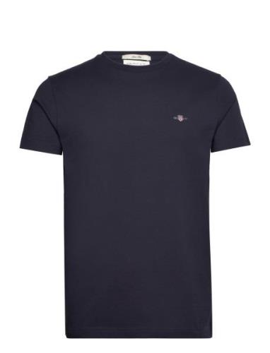 Slim Pique Ss T-Shirt Tops T-Kortærmet Skjorte Blue GANT