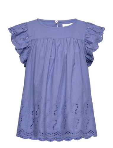 Top Embroidery Tops T-Kortærmet Skjorte Blue Creamie