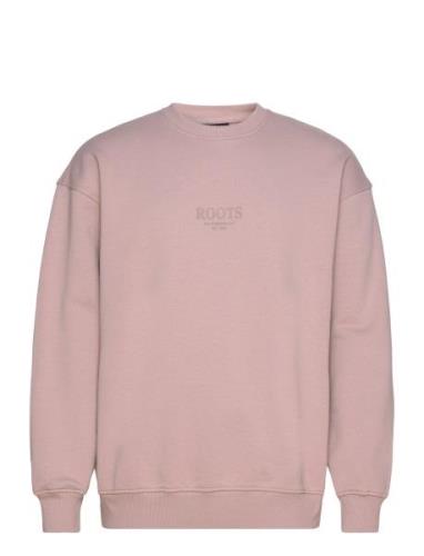 Printed Over D Crewneck Tops Sweatshirts & Hoodies Sweatshirts Pink Ro...