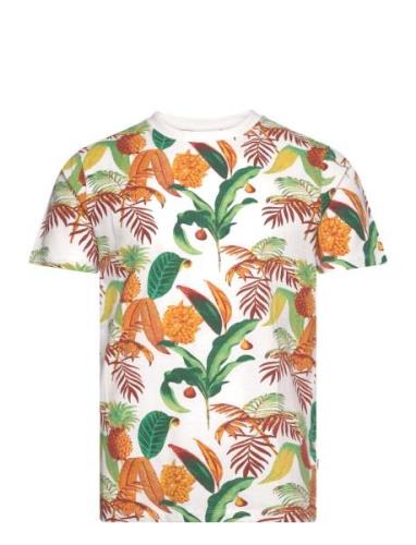 Aop Oasis Tee S/S Tops T-Kortærmet Skjorte White Lindbergh