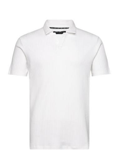 Needle Drop Trophy Neck Polo Tops Polos Short-sleeved White French Con...