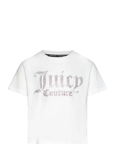 Luxe Ombre Diamante Ss Boxy Tee Tops T-Kortærmet Skjorte White Juicy C...