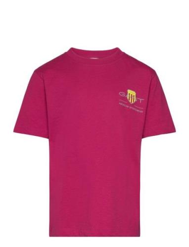 Relaxed Contrast Shield T-Shirt Tops T-Kortærmet Skjorte Pink GANT
