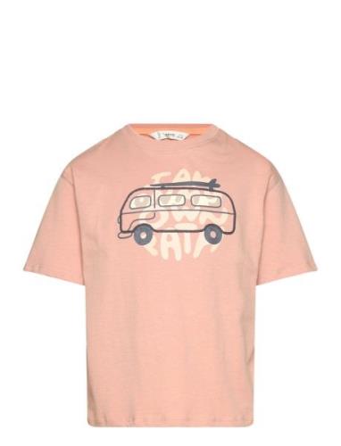 Embossed Printed T-Shirt Tops T-Kortærmet Skjorte  Mango