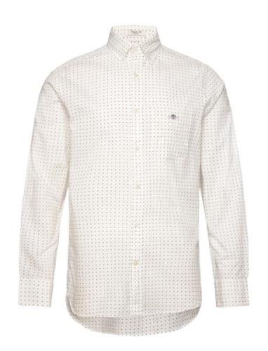 Reg Micro Print Shirt Tops Shirts Short-sleeved Cream GANT