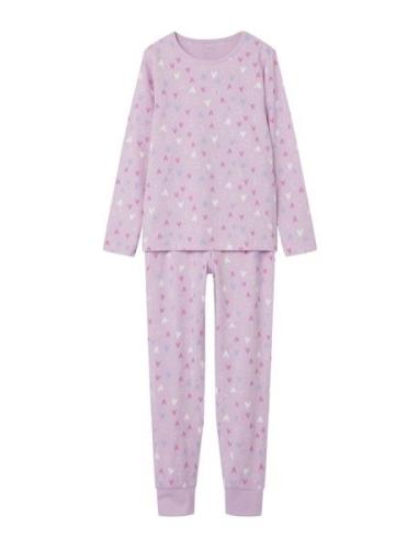 Nkfnightset Pink Hearts Noos Pyjamassæt Pink Name It