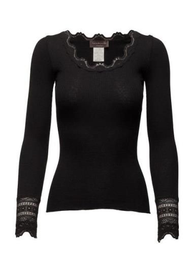 Rwbenita Ls O-Neck Lace Top Tops T-shirts & Tops Long-sleeved Black Ro...