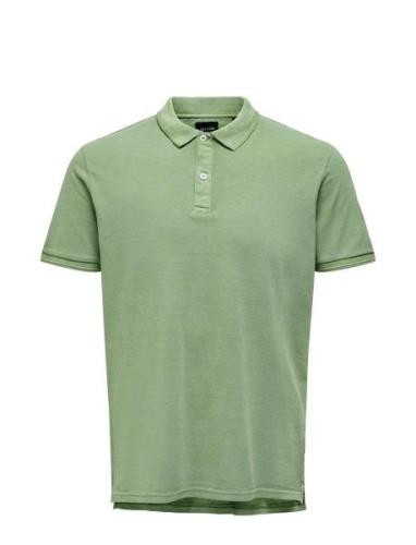 Onstravis Slim Washed Ss Polo Noos Tops Polos Short-sleeved Green ONLY...