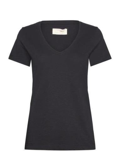 Mmarden Organic V-Ss Tee Tops T-shirts & Tops Short-sleeved Black MOS ...