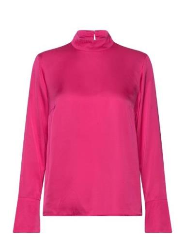 Slfivy Ls Satin Top B Tops Blouses Long-sleeved Pink Selected Femme
