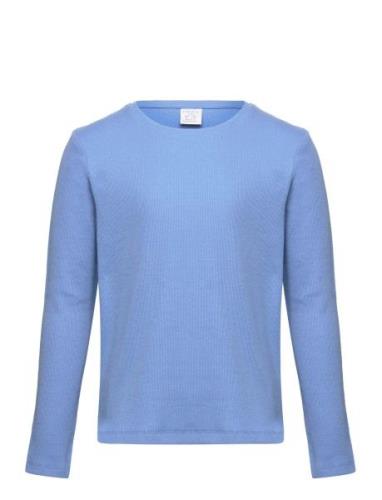 Top L S Basic Rib Tops T-shirts Long-sleeved T-Skjorte Blue Lindex