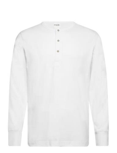 Slhphillip Ls Henley Noos Tops T-Langærmet Skjorte White Selected Homm...