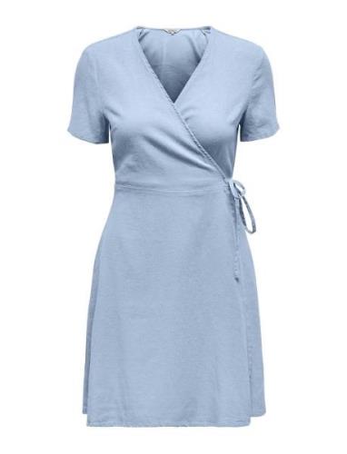 Onladdiction-Caro S/S Linen Dress Cc Pnt Kort Kjole Blue ONLY