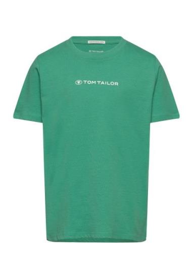 Printed T-Shirt Tops T-Kortærmet Skjorte Green Tom Tailor