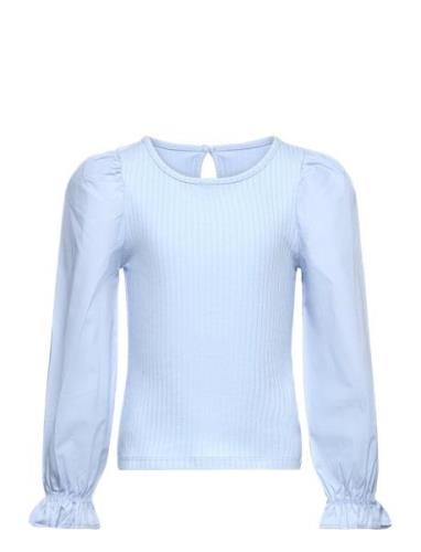 Top With Woven Sleeves Tops T-shirts Long-sleeved T-Skjorte Blue Linde...