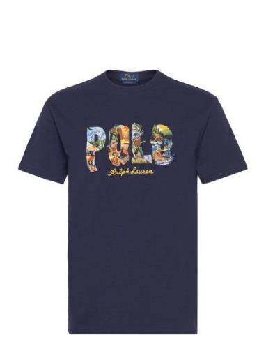 Classic Fit Graphic Logo Jersey T-Shirt Tops T-Kortærmet Skjorte Blue ...