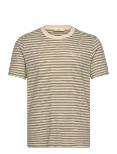 Akrod S/S Cot/Linen Stripe Tee Tops T-Kortærmet Skjorte Green Anerkjen...