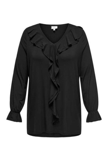 Carclarisa Life V-Neck Frill L/S Top Jrs Tops Blouses Long-sleeved Bla...