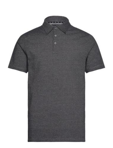 Twill Texture Polo Tops Polos Short-sleeved Black French Connection