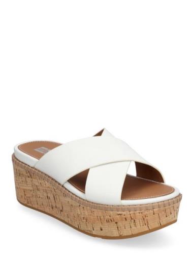 Eloise Leather/Cork Wedge Cross Slides Shoes Summer Shoes Platform San...