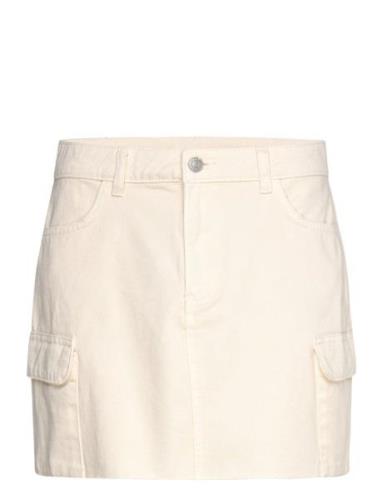 Orla Cargo Denim Skirt Kort Nederdel Beige Bubbleroom