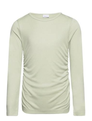 Nkflam Ls Slim Top Tops T-shirts Long-sleeved T-Skjorte Green Name It