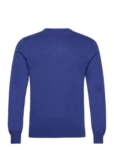 Fine Cotton C-Neck Tops Knitwear Round Necks Blue GANT