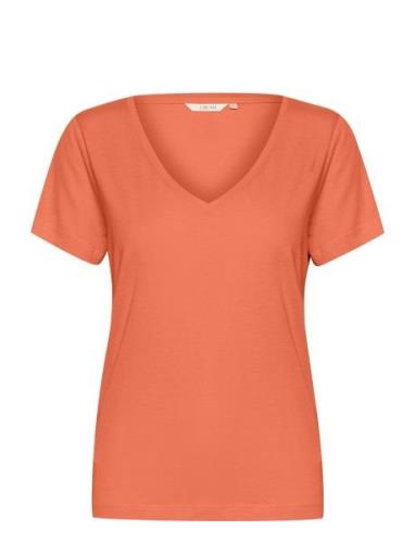 Crnaia Deep V-Neck T-Shirt Tops T-shirts & Tops Short-sleeved  Cream