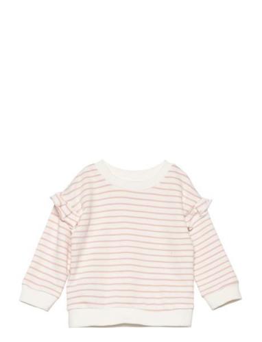 Ruffled Striped Sweatshirt Tops Sweatshirts & Hoodies Sweatshirts Pink...